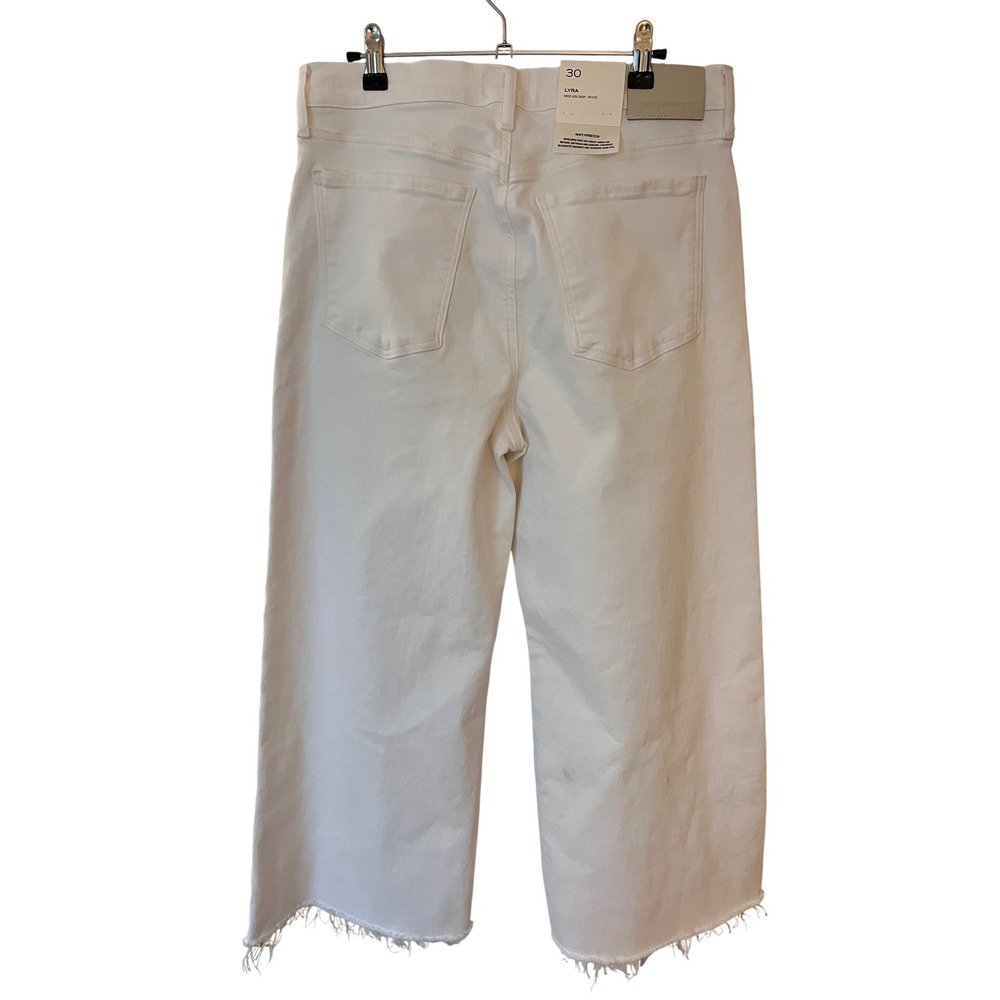 Citizens of Humanity Lyra Wide Leg Crop Soft White Raw Hem Size 30 - Picture 6 of 10
